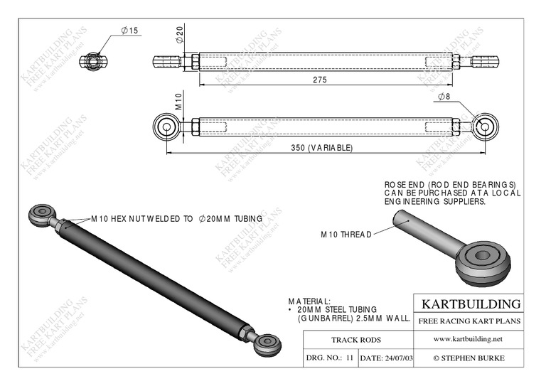 Main Kart Complete 11 Steering Track Rods | PDF | Mechanical ...