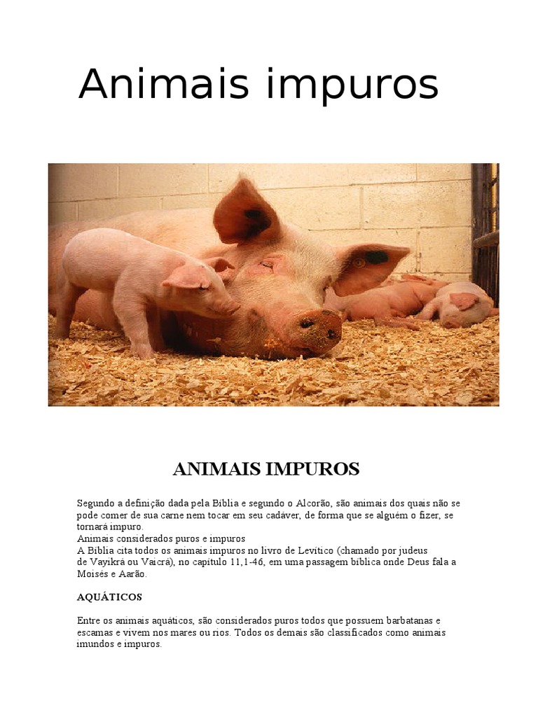 Animais Impuros na Bíblia | PDF | Religião e crença | Bíblia