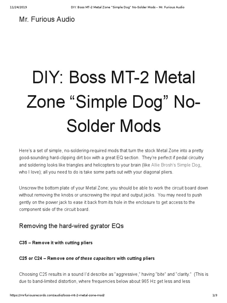 ギター BOSS l Zone MT-2 mod sonicbrewstudio Boss MT-2 Metal Zone Mod Kit by Fromel – Fromel Electronics