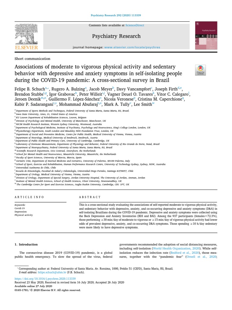 2020 - Associations of Moderate To Vigorous Physical Activity and ...