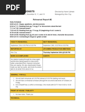 Rehearsal Report