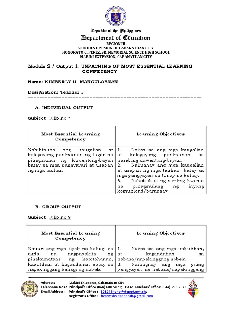 Module 2 Output 1 | PDF