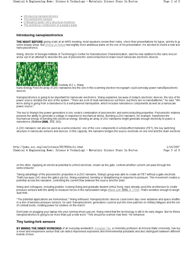 Nanopiezotronics and Novel Sensors | PDF | Nanowire | Field Effect ...