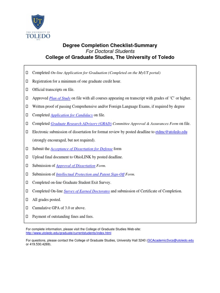 Doctoral Graduation Checklist Guide | PDF | Business | Computers