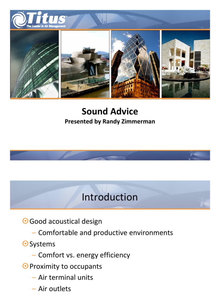 Titus Sound Acoustics Presentation | PDF | Duct (Flow) | Decibel