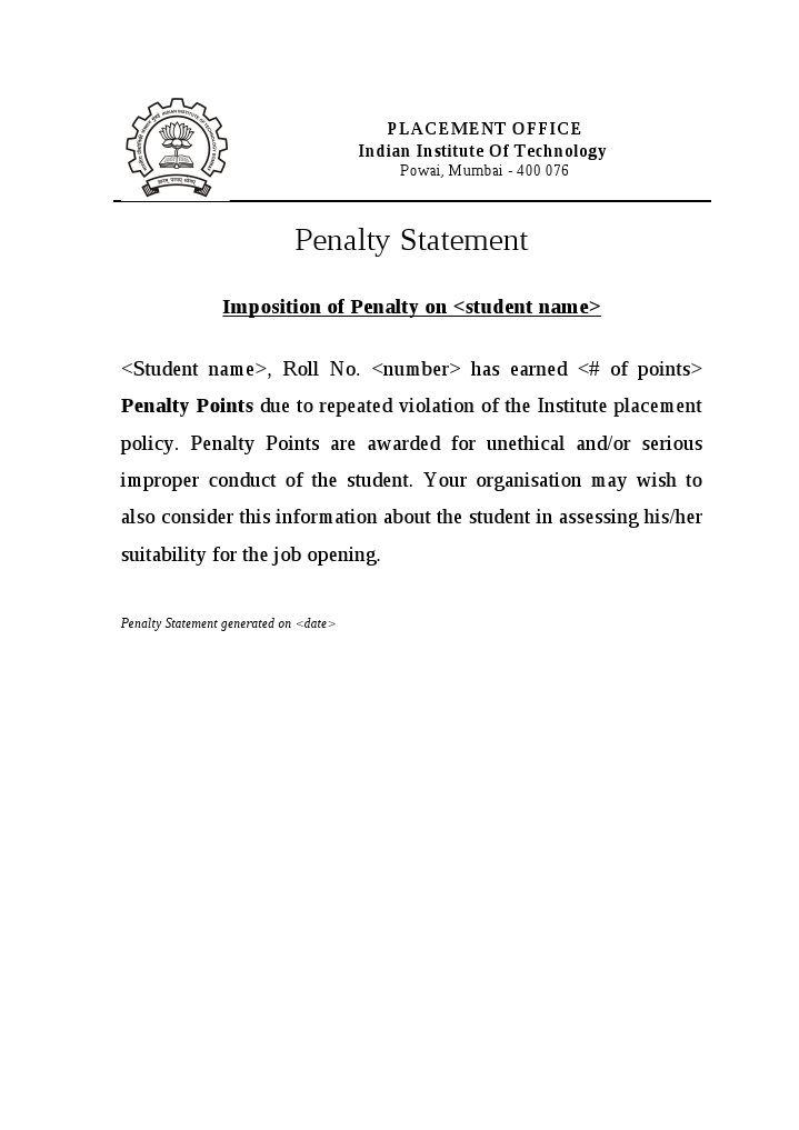 IIT Mumbai Student Penalty Statement | PDF | Career & Growth