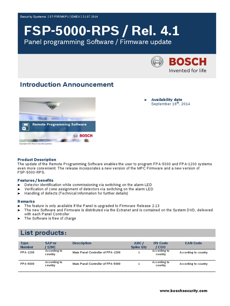 FSP-5000-RPS Software Update Release | PDF | Security Alarm | Software