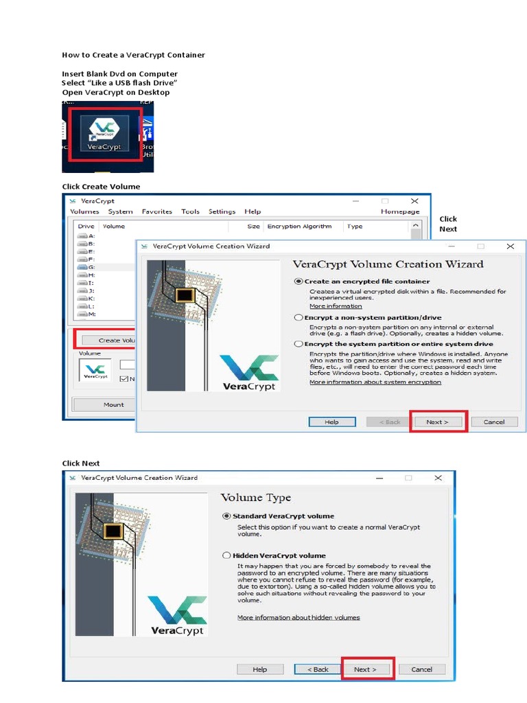 How To Create A Veracrypt Container Insert Blank DVD On Computer Select ...