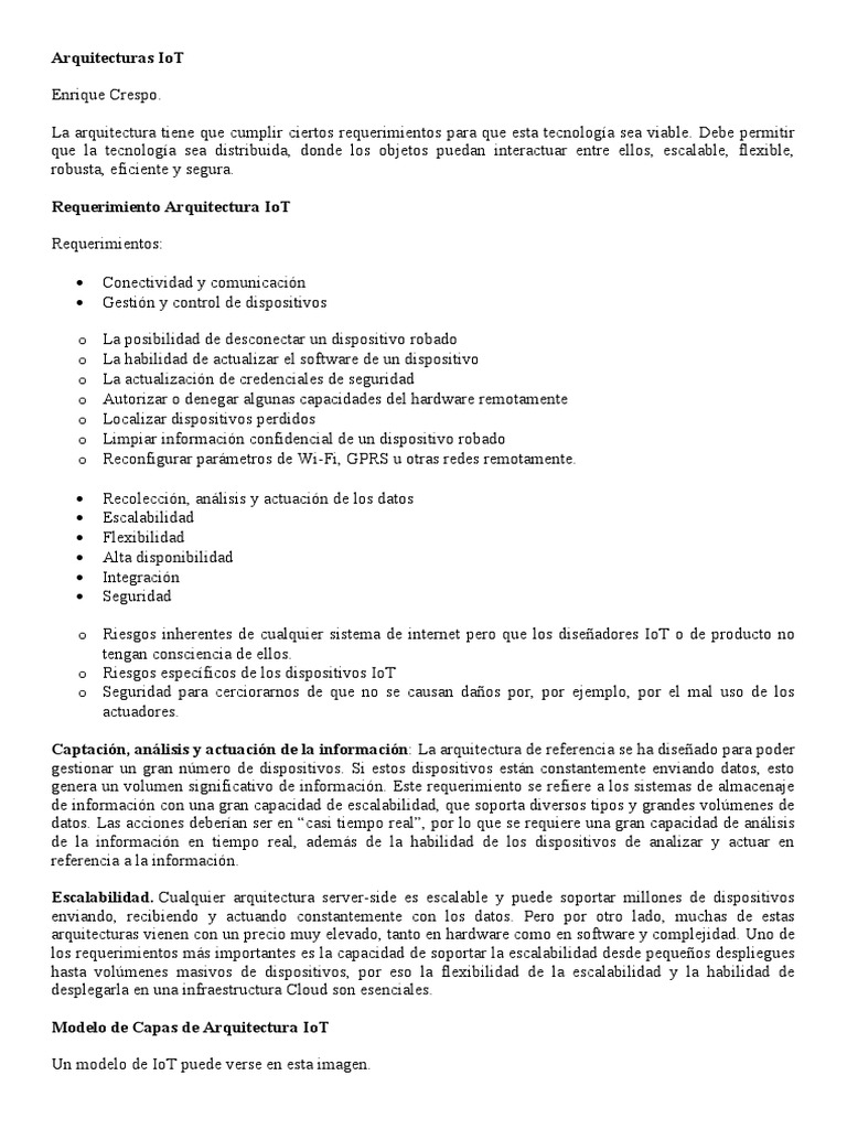 Arquitectura IoT: Modelo por Capas | PDF | Internet de las Cosas ...