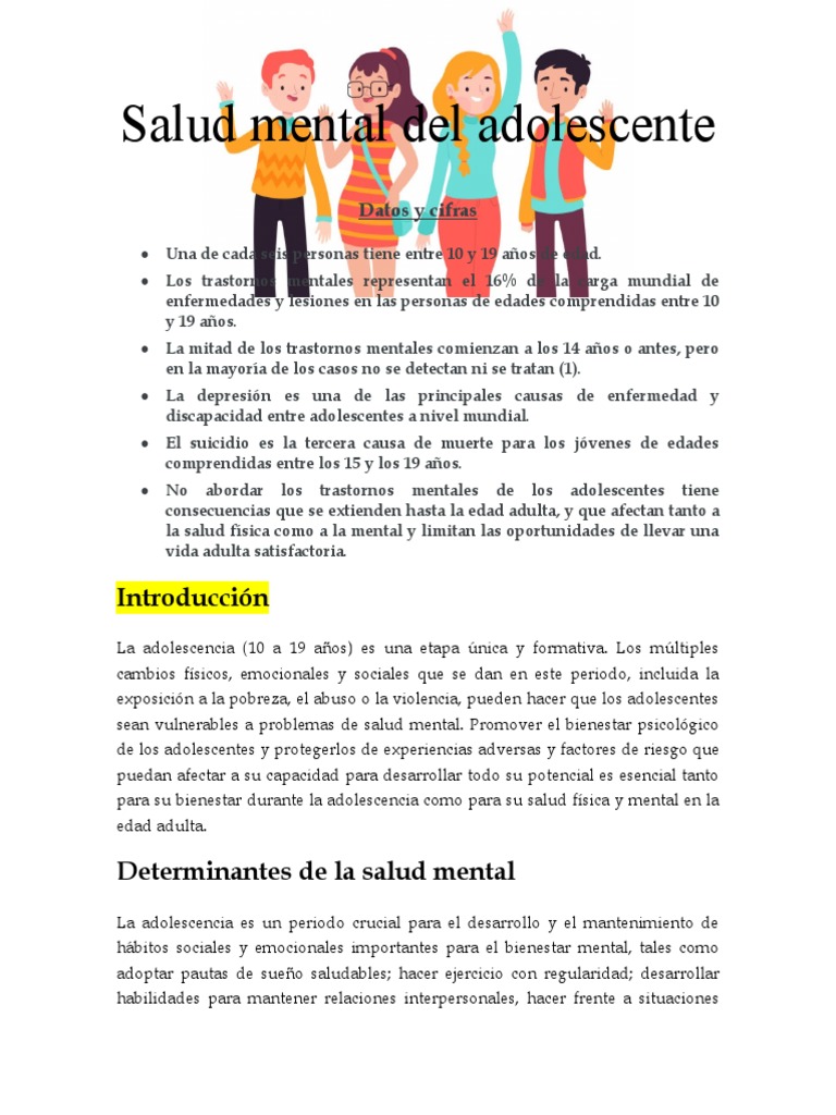 Salud Mental Del Adolescente | PDF | Salud mental | Adolescencia