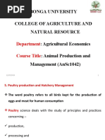 Bonga University College of Agriculture and Natural Resource: Agricultural Economics: Animal Production and Management (Ansc1042)