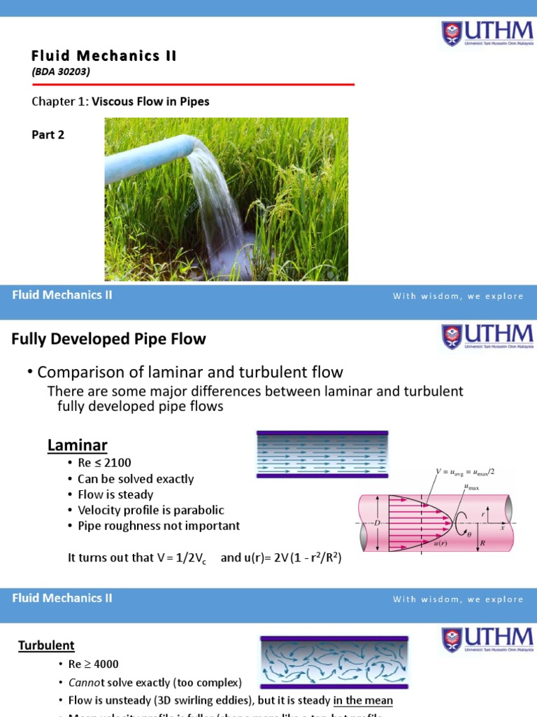 Viscous Flow in Pipes: Laminar vs Turbulent | PDF | Fluid Dynamics ...