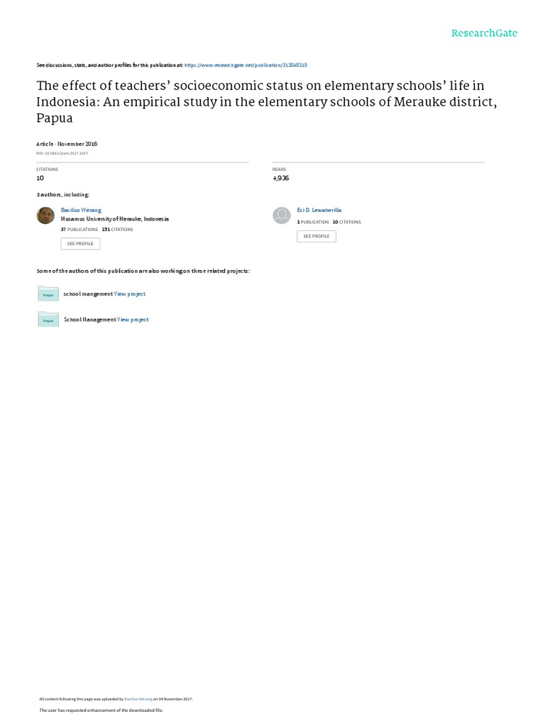 Teachers Socioeconomic Status | PDF | Socioeconomic Status | Teachers