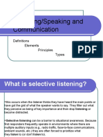 Listening/Speaking and Communication: Definitions Elements Principles Types
