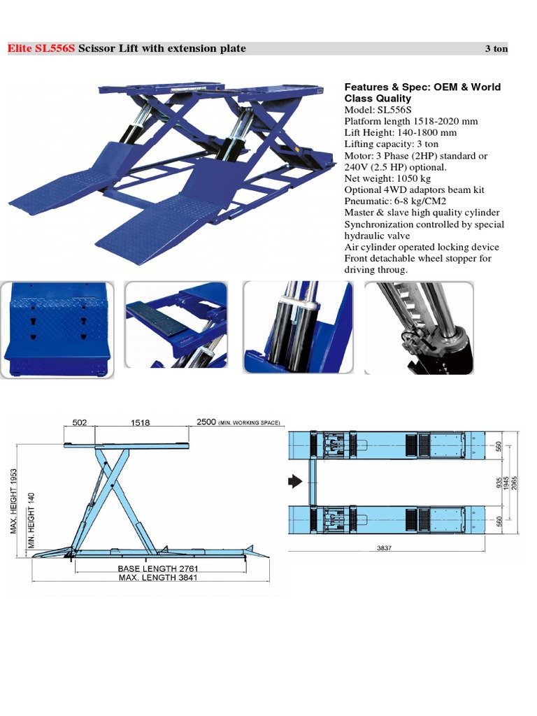 Powerrex EliteSL556scissorlift3tonwithextensionplate Catalog PDF
