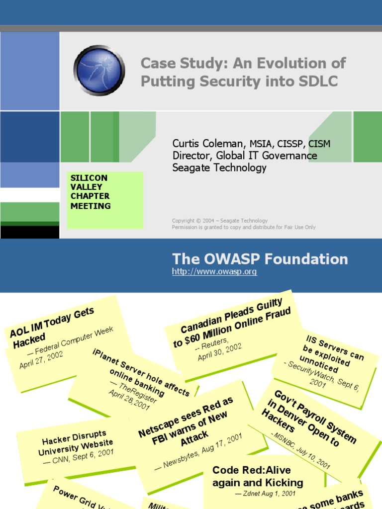 Case Study: An Evolution of Putting Security Into SDLC: Owasp Appsec ...