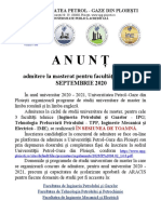 Anunt Admitere La Masterat Facultatile Tehnice SEPTEMBRIE 2020-1