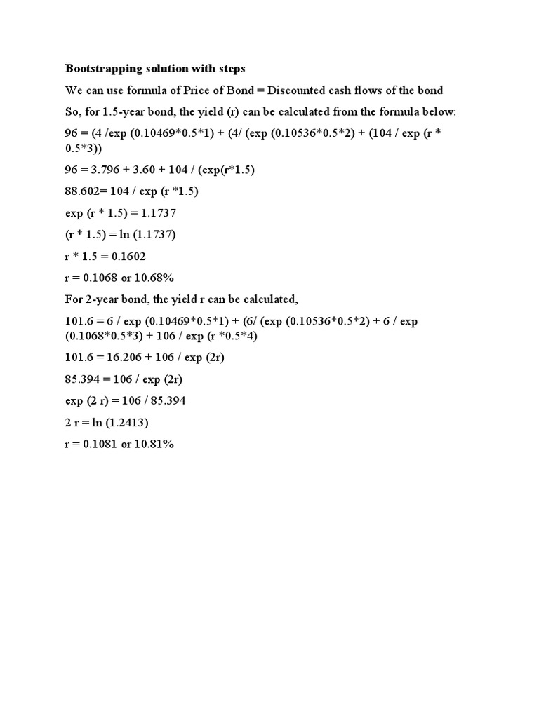 Bond Yield Calculation Steps | PDF | Teaching Methods & Materials ...