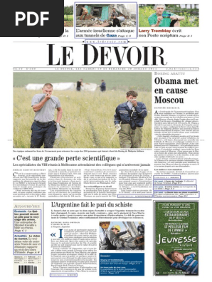 Le Devoir Du 19 Juillet 14 Pdf Hamas Bande De Gaza