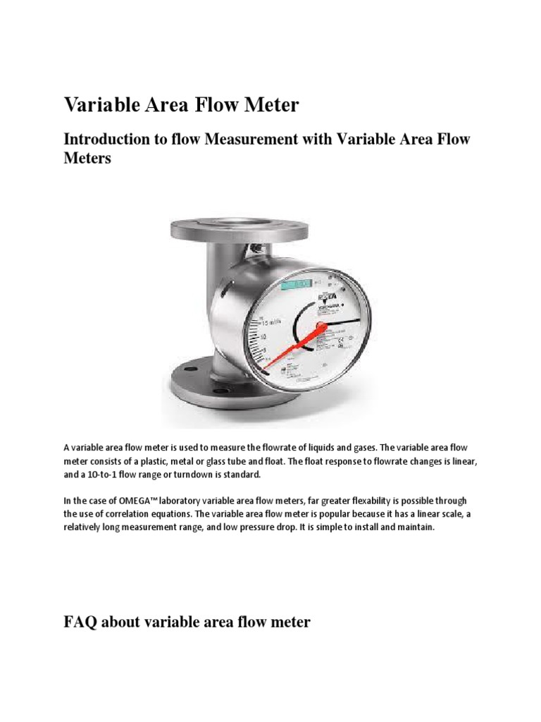 Variable Area Flow Meter | PDF | Flow Measurement | Buoyancy