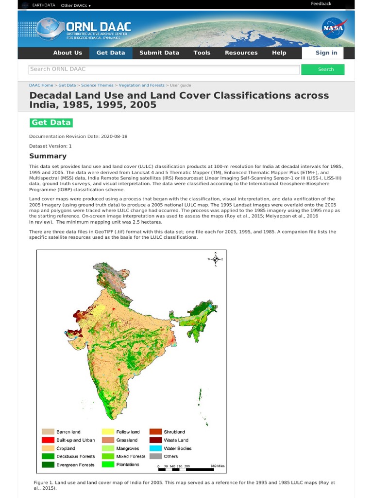 Decadal Land Use and Land Cover Classifications Across India, 1985 ...