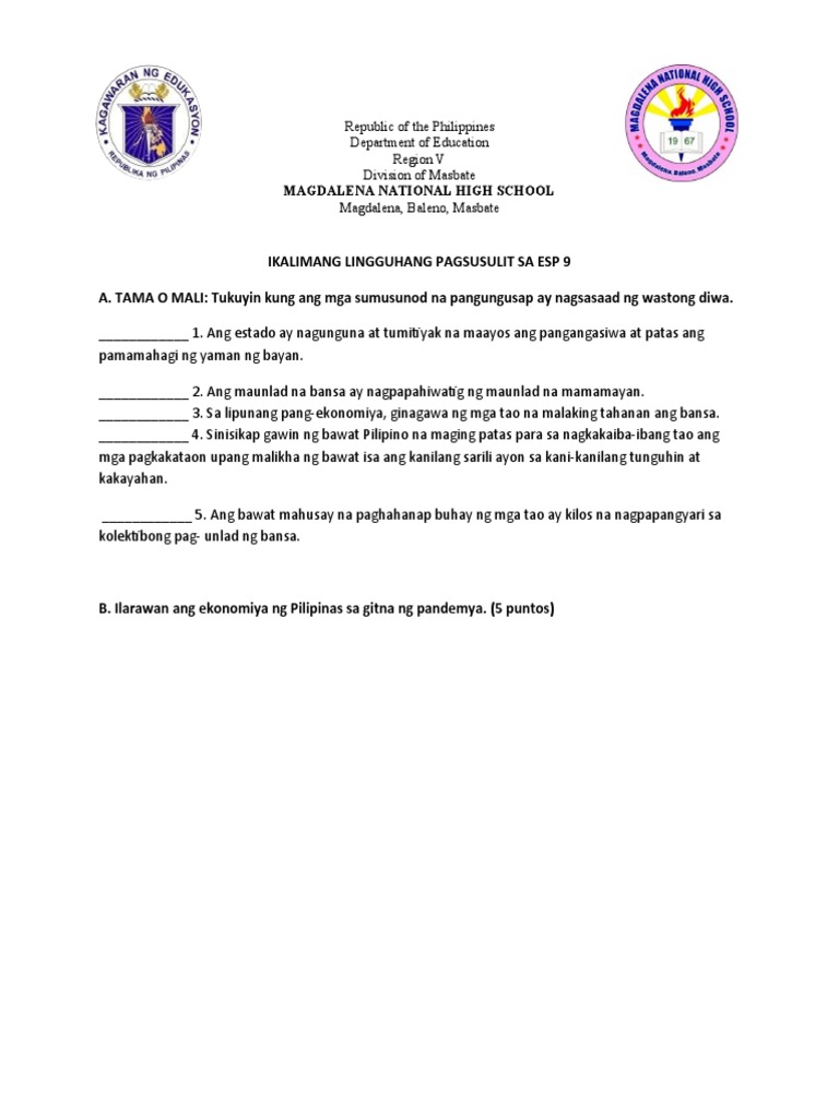Esp Week 5 Test | PDF