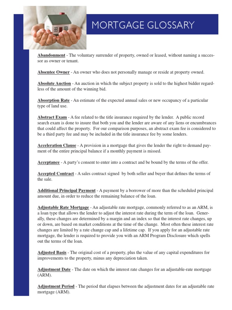 Mortgage Glossary PDF PDF Mortgage Loan Annual Percentage Rate
