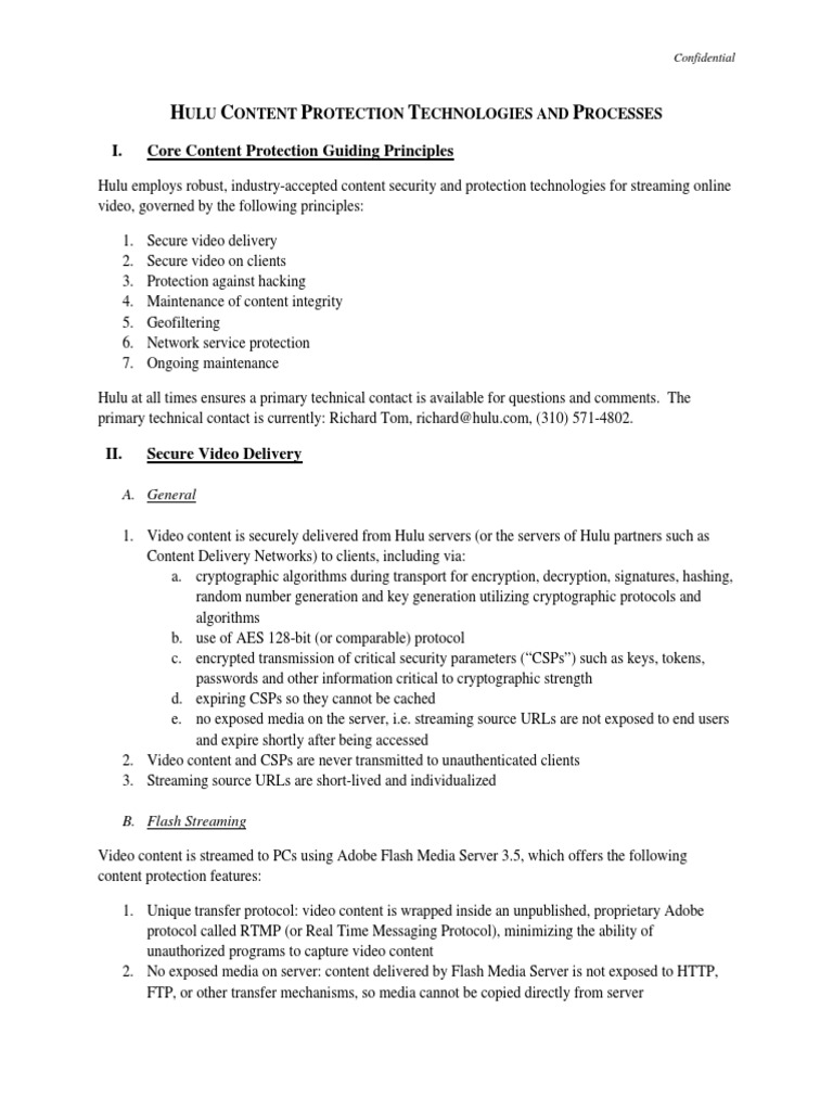 Hulu Content Protection Technologies and Processes | PDF | Encryption |  Transport Layer Security