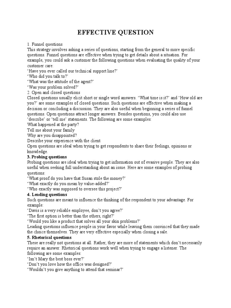Effective Questioning Techniques | PDF