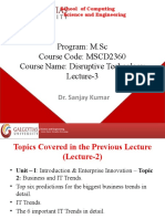 Program: M.SC Course Code: MSCD2360 Course Name: Disruptive Technology Lecture-3