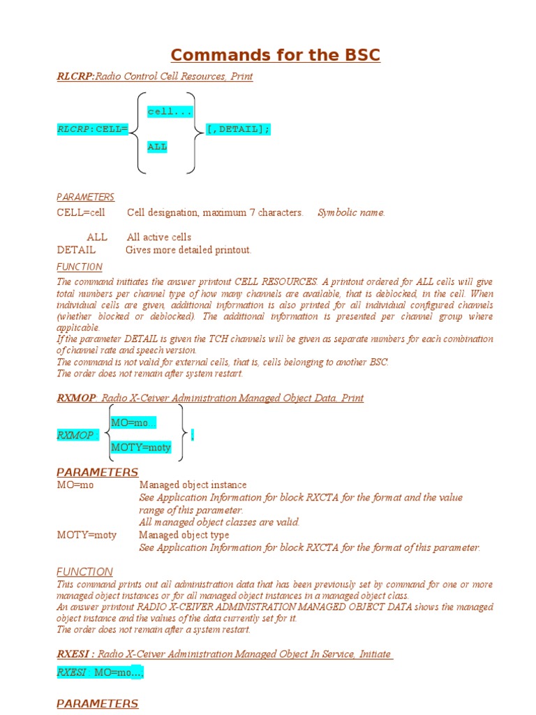 BSC Command Guide for Radio Control | PDF | Parameter (Computer ...