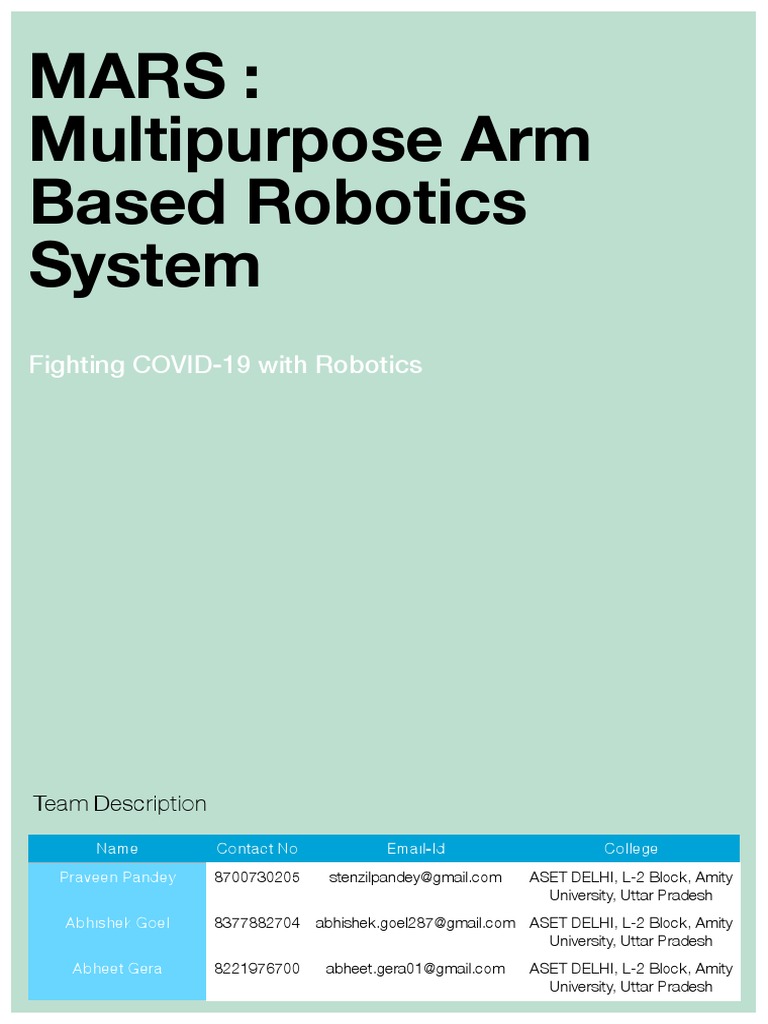 Mars - Multipurpose Arm Based Robotics System | PDF | Robot | Robotics