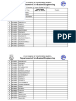 Department of Mechanical Engineering: V Semester "A" Section, Student List 2020-21