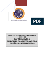 2011 - ESPECIALIZAÇÃO em DIREITO de EMPRESAS e Do COMÉRCIO INTERNACIONAL