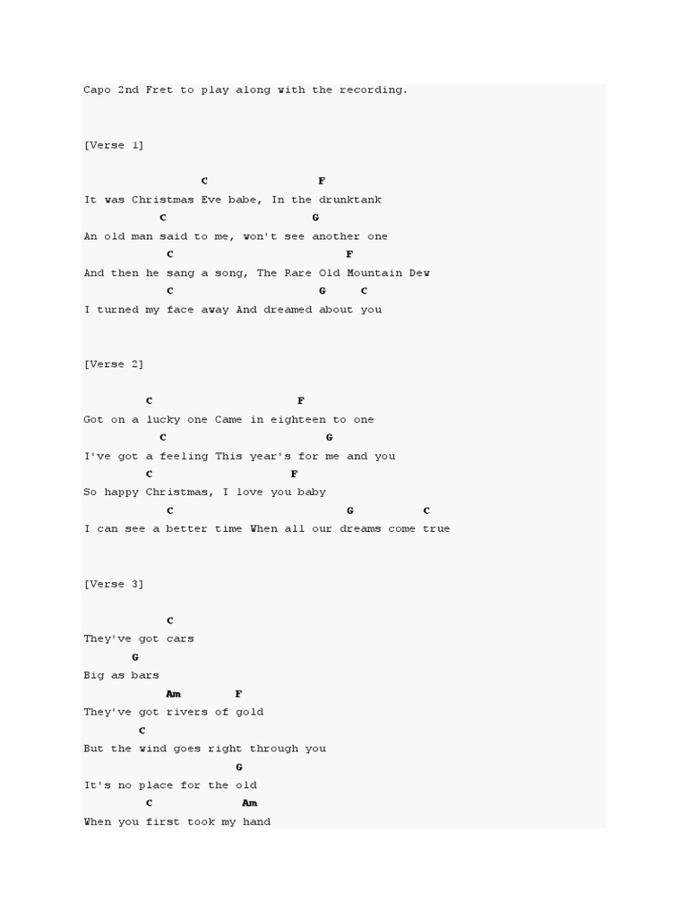 Fairytale of New York Lyrics & Chords | PDF | Song Structure