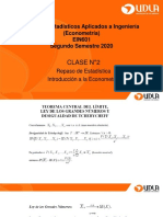Clase N 2 EIN601 Introducción A La Econonometría Sábado 29.08.2020
