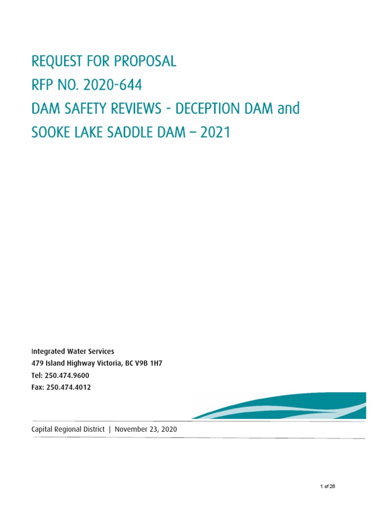 Request For Proposal RFP NO. 2020-644 Dam Safety Reviews - Deception ...