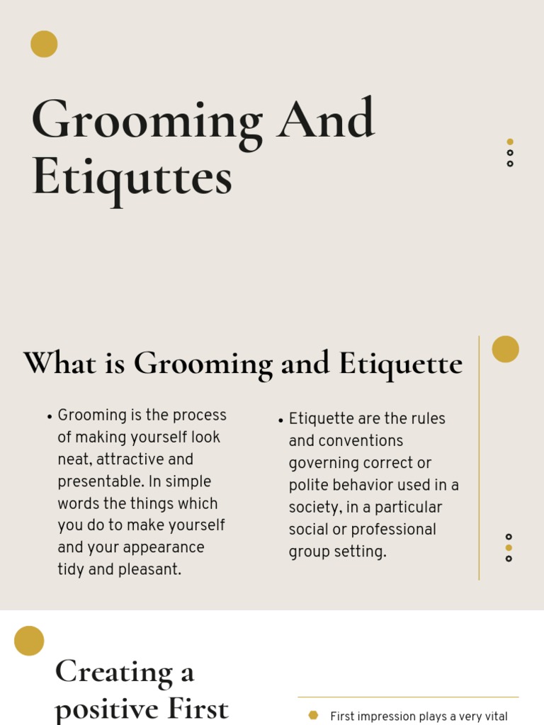 Grooming and Etiquettes PDF Etiquette Brand