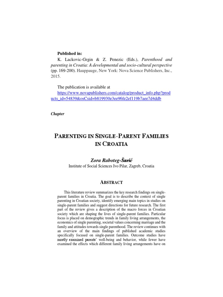 Parenting in Single-Parent Families | PDF | Single Parent | Child Support