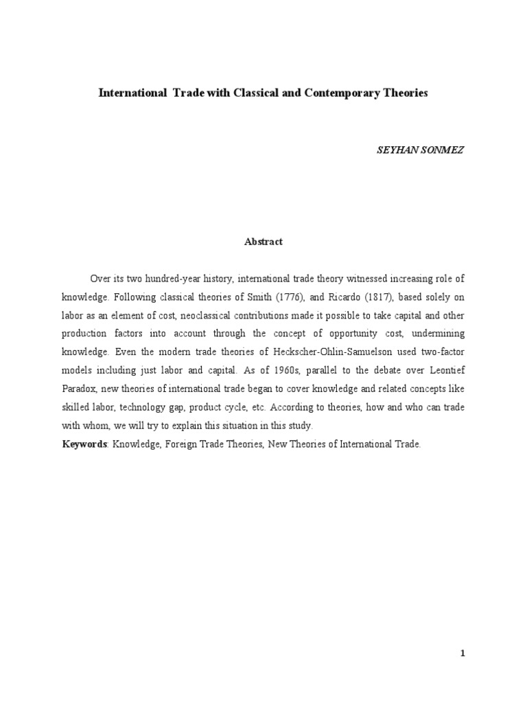 International Trade With Classical and Contemporary Theories | PDF ...