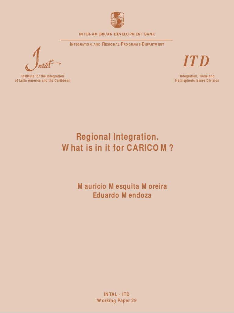 Regional Integration What Is In It For Caricom Pdf Economies