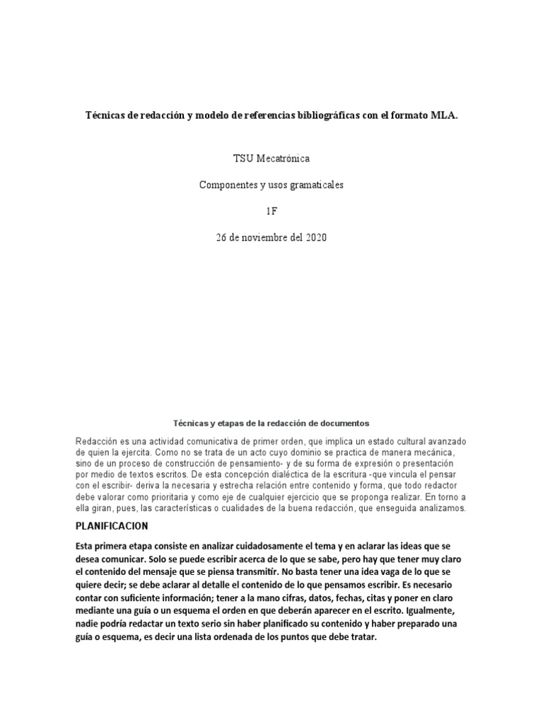 Técnicas de Redacción y Modelo de Referencias Bibliográficas Con El Formato  MLA (Recuperado Automáticamente) | PDF | La contaminación del agua |  Contaminación