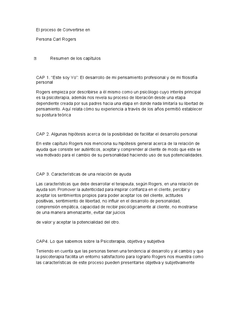 El Proceso de Convertirse en Persona Carl Rogers PDF
