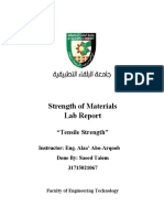 Tensile Strength Lab Report