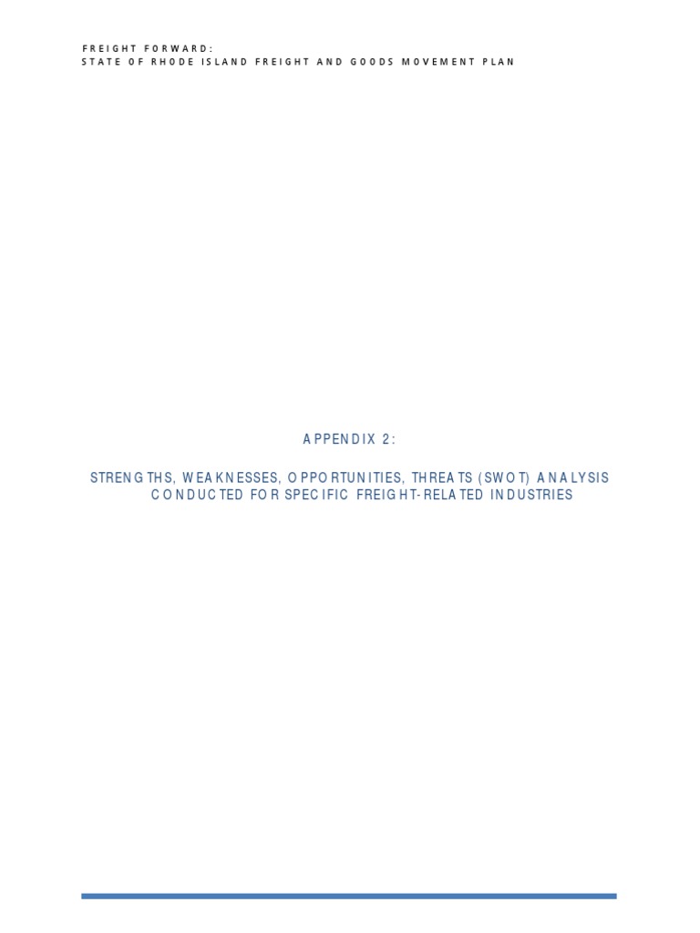 Appendix 2: Strengths, Weaknesses, Opportunities, Threats (Swot ...