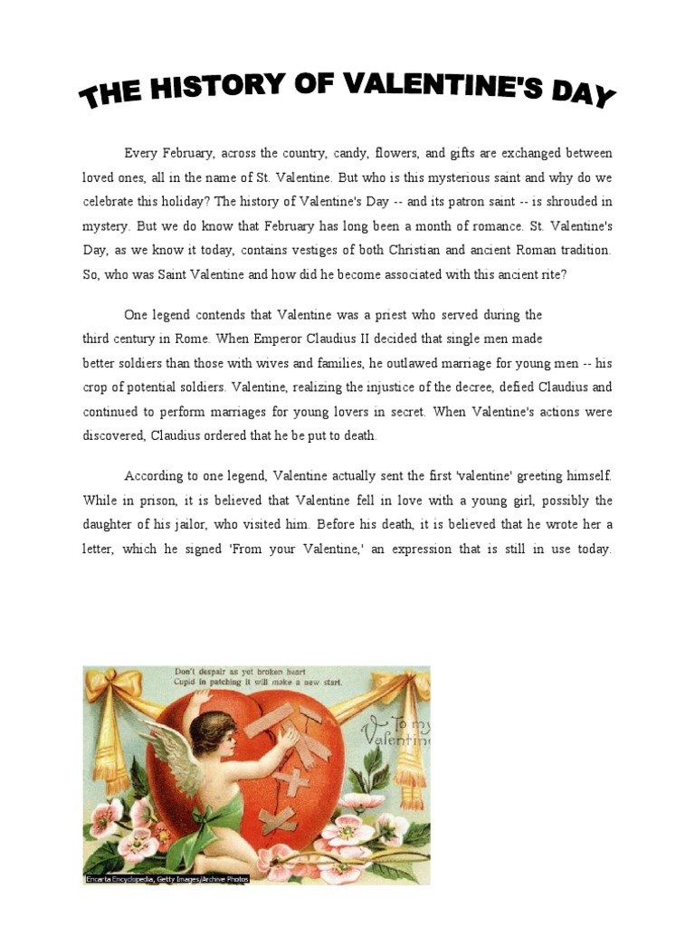 text valentine history Valentine's Day Observances