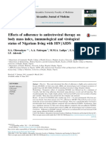 Effects of Adherence To Antiretroviral Therapy On Body Mass Index, Immunological and Virological Status of Nigerians Living With HIV/AIDS