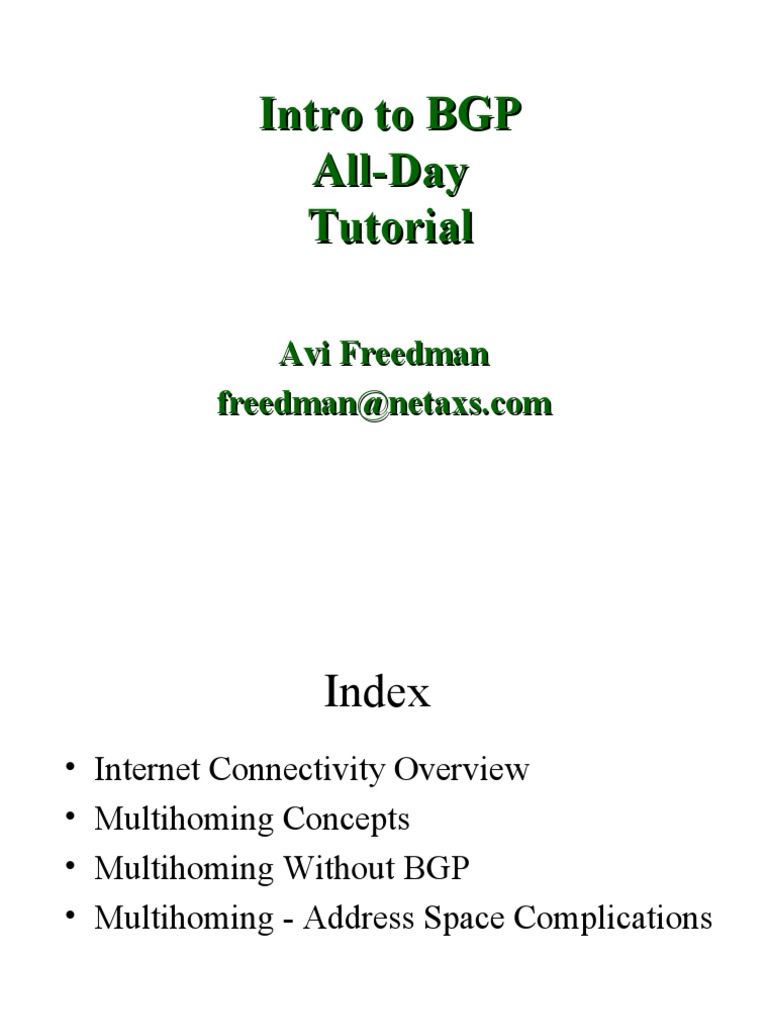 Intro To BGP All-Day Tutorial | PDF