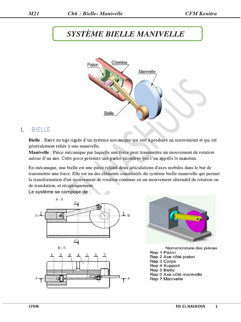 Schéma Plan Du Système Bielle Manivelle Avec Piston Dans L axe Système Bielle Manivelle | PDF | Propulsion | Pièces de véhicule