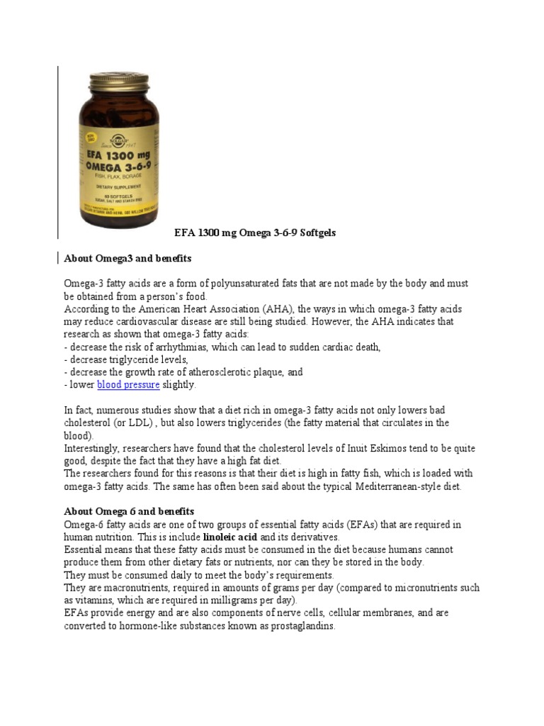 Benefits of Omega 3-6-9 Fatty Acids | PDF | Omega 3 Fatty Acid | Fat
